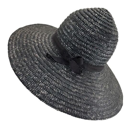 Vintage Betmar Black Italian Straw Brim Hat O/S main image 5